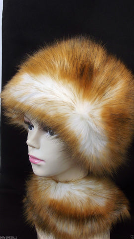 Faux Fur Hat (Brown/White) - Woodlands Enterprises Ltd