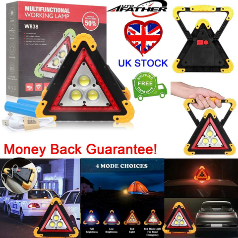 Car Warning Light Triangle Flashing LED COB Work Road Emergency Lamp & POWERBANK