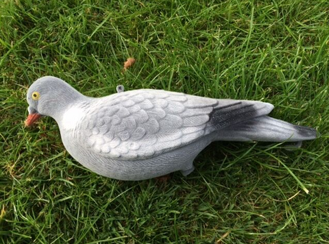 12 x Flocked Full Body Pigeons Shooting Decoys with pegs and free net - Woodlands Enterprises Ltd