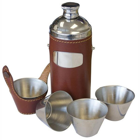 Bisley 8oz Hunters Flask with 4 Cups - Woodlands Enterprises Ltd