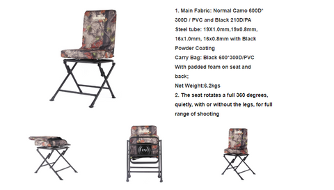 Sturdy Camo 360 Swivel Seat Shooting Folding Down seat - Woodlands Enterprises Ltd