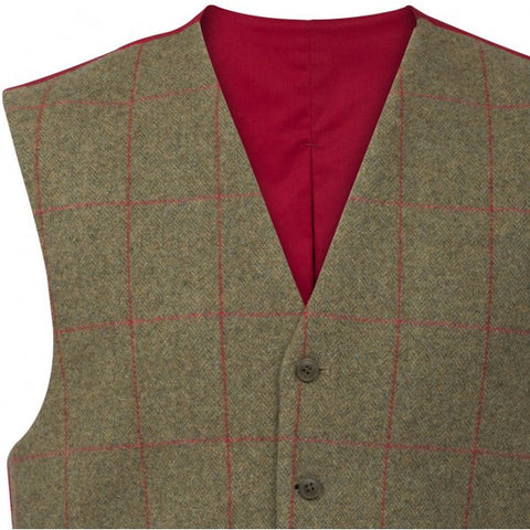 ALAN PAINE COMPTON MENS TWEED LINED BACK WAISTCOAT - CLASSIC FIT