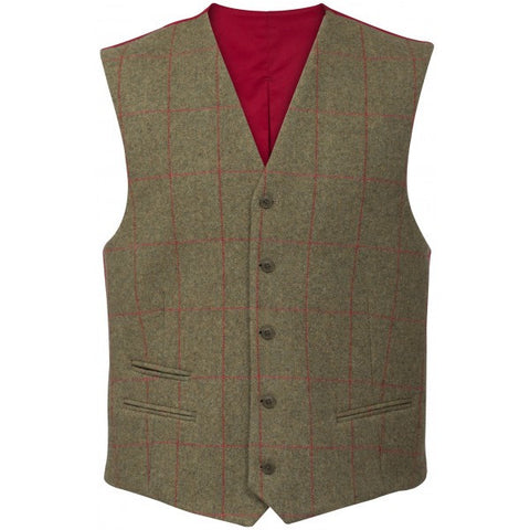 ALAN PAINE COMPTON MENS TWEED LINED BACK WAISTCOAT - CLASSIC FIT