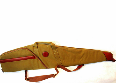 Leather and canvas Rifle slip wide top and fore end for a big scope and Bi Pod - Woodlands Enterprises Ltd